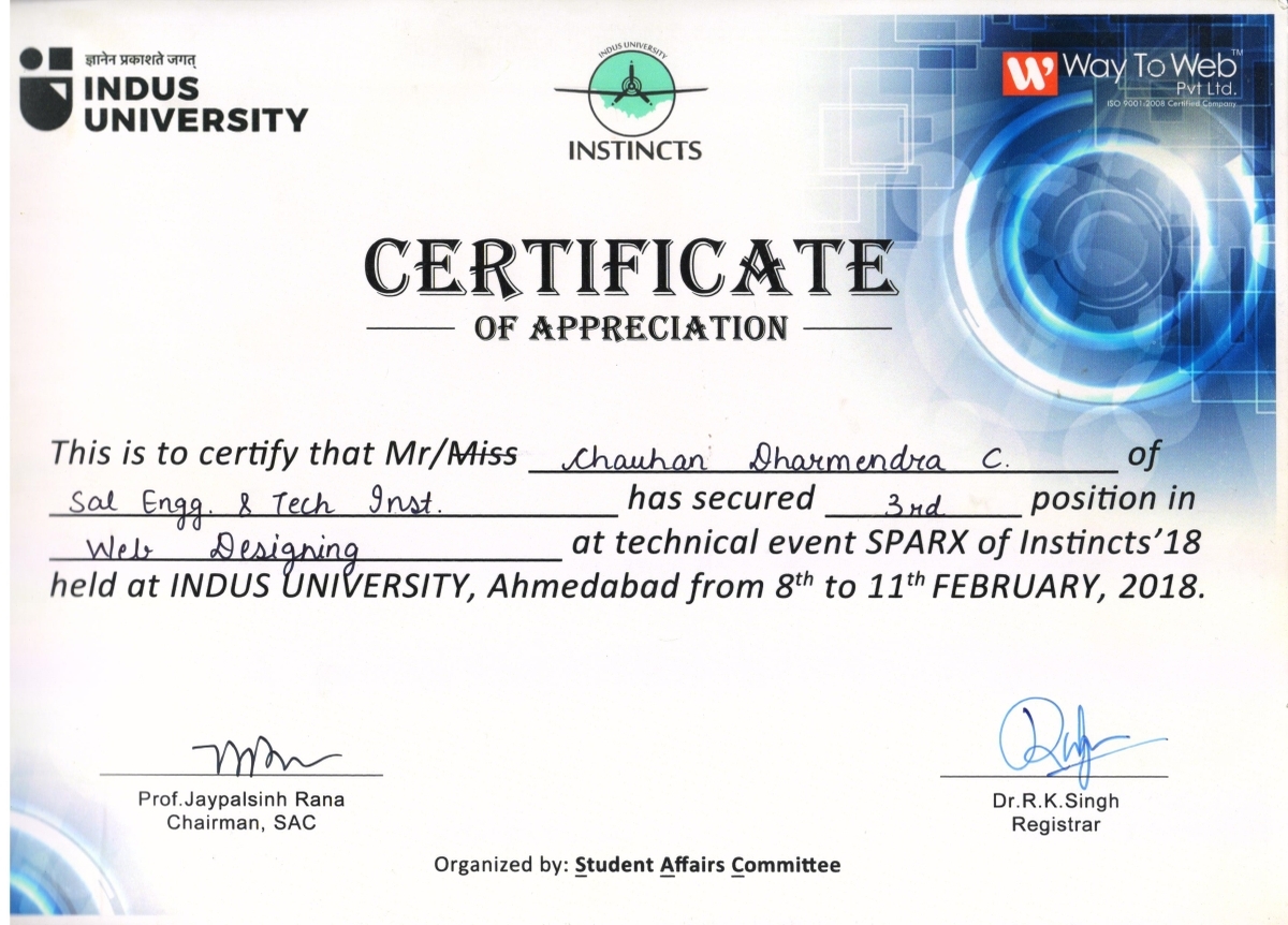 Certificate - Instincts 2018