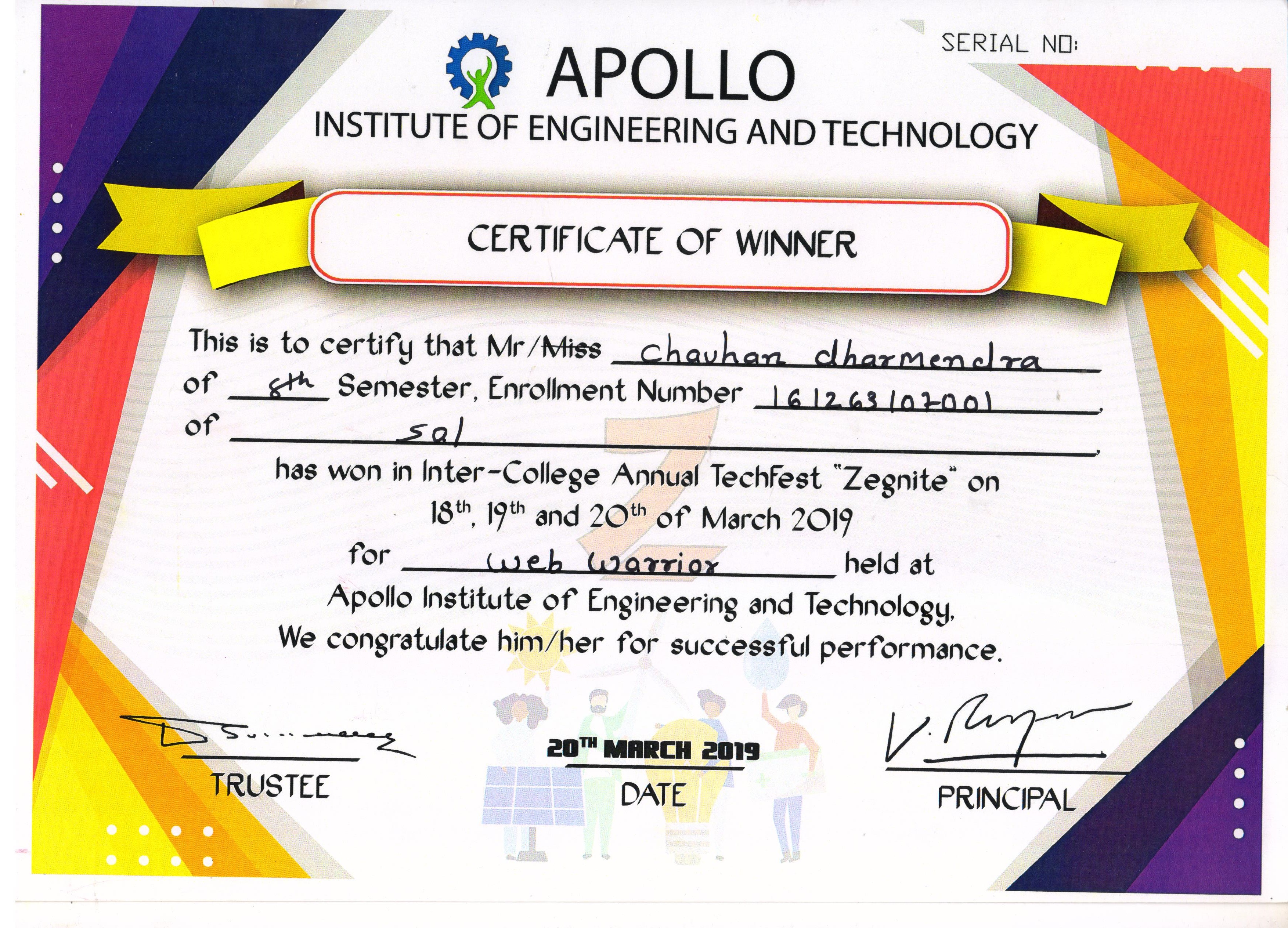 Certificate - ZEGNITE 2019